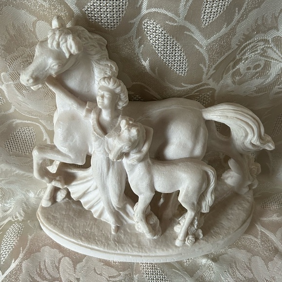 Vintage White Horses & Woman Figurine Sculpture - Picture 2 of 12